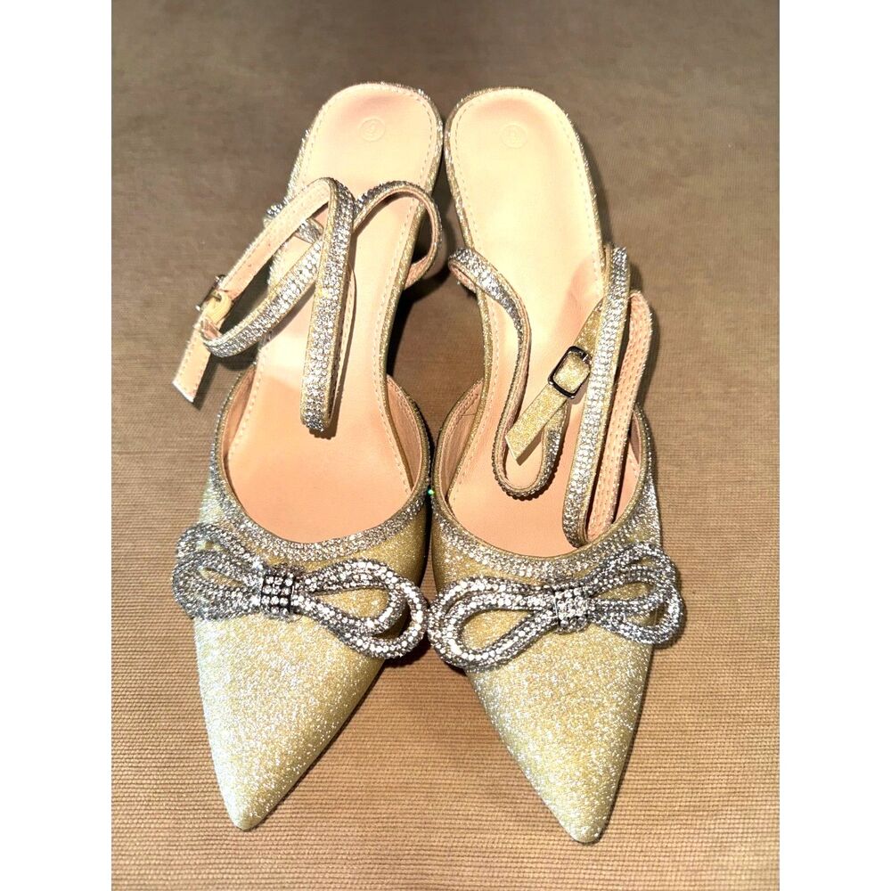 Gold and Silver sparkle heels lined in bling.